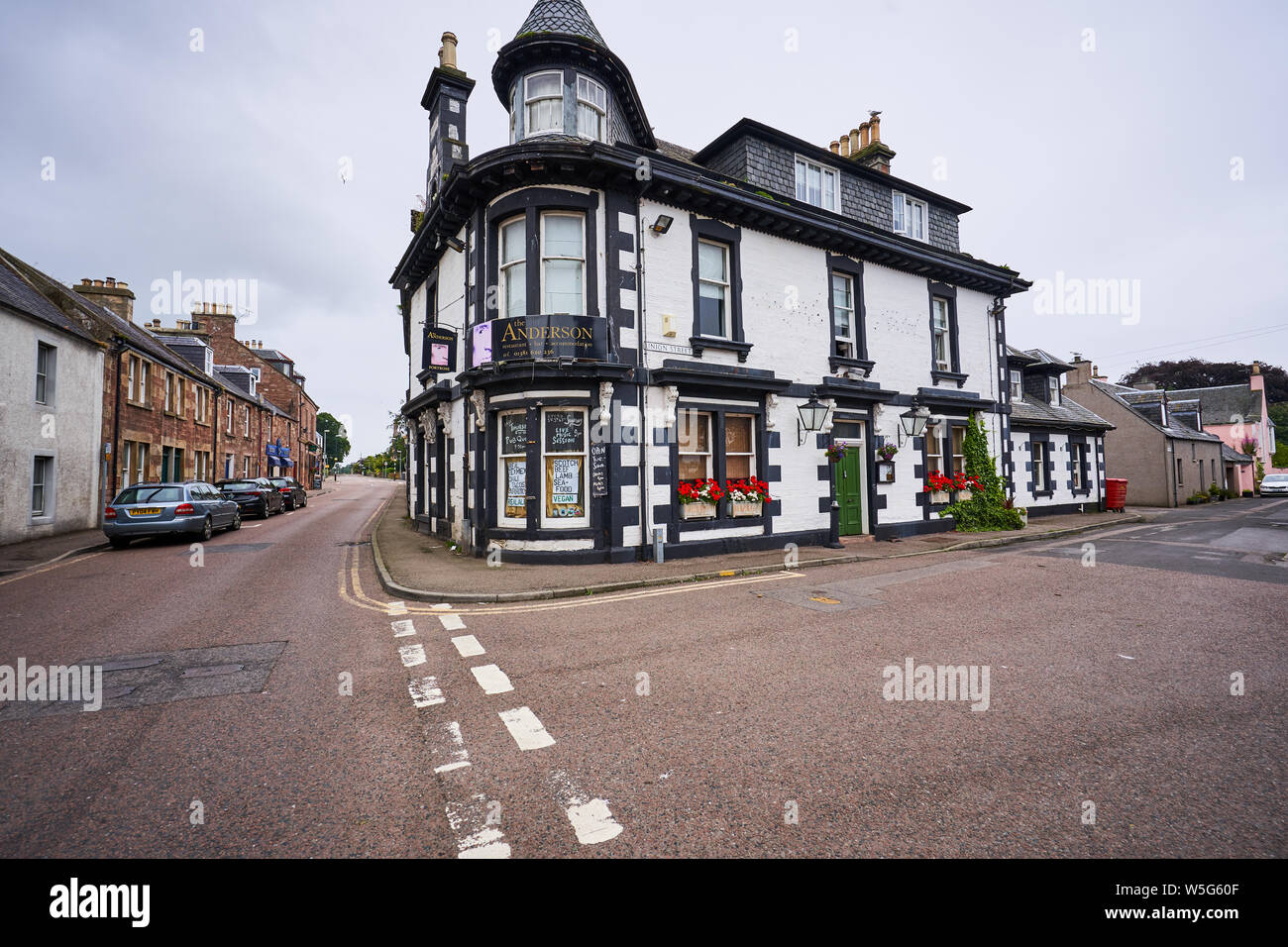 Scottish pub, hotel and restaurant, The Anderson, in Fortrose, Scotland. Stock Photo
