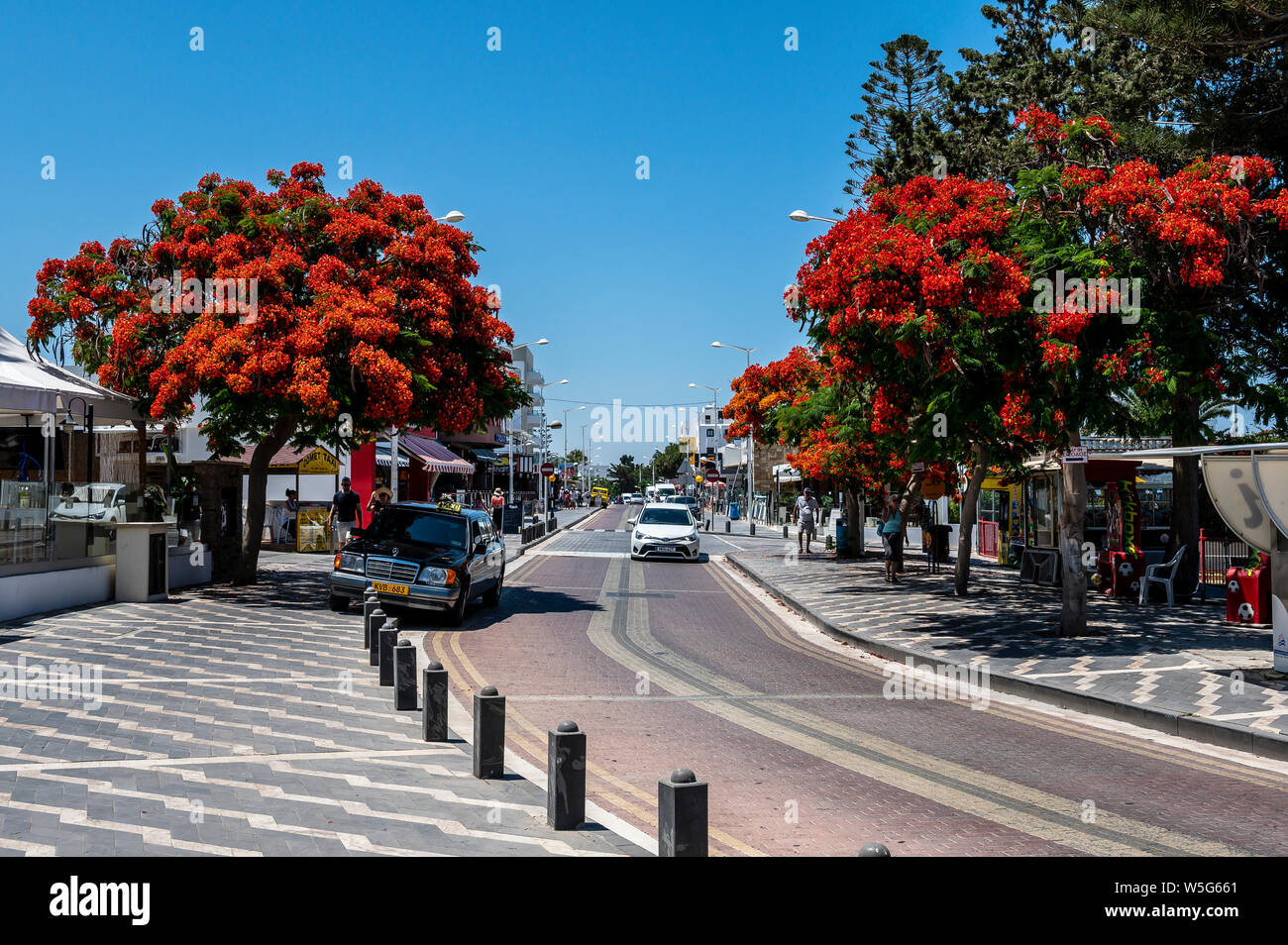 Protaras main street, Protaras, Cyprus Stock Photo - Alamy