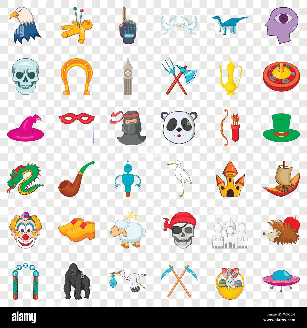 Egg in basket icons set, isometric style Stock Vector