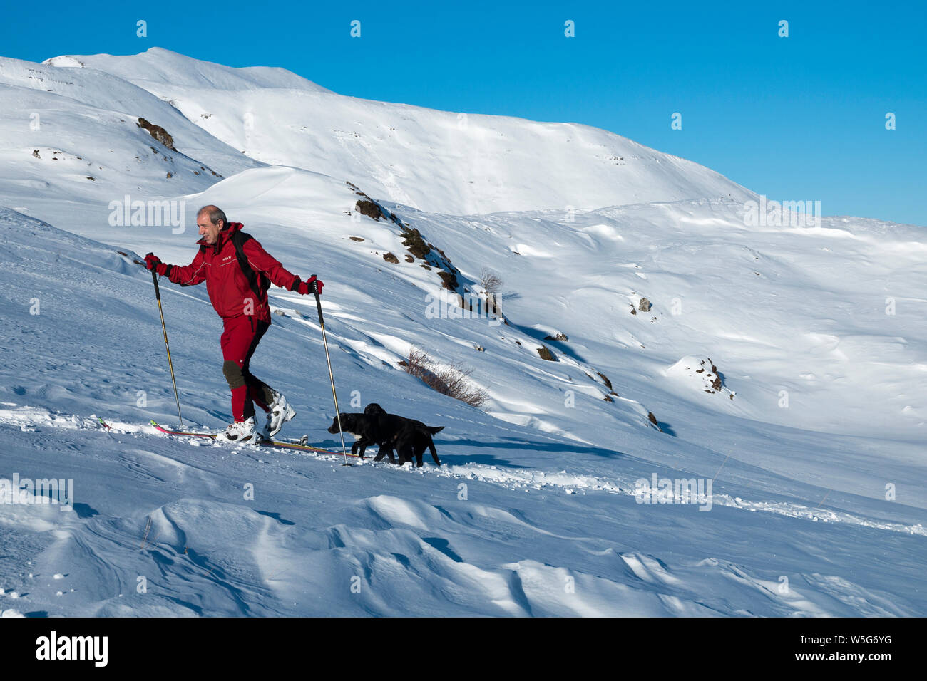 Italy, Lombardy, Orobie Alps Regional Park, Ski mountaineering, Piani d'Alben Stock Photo