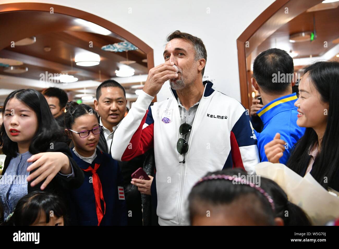 Argentine retired football player Gabriel Batistuta attends a charity event for the IFDA world legends series - Football Legends Cup - China 2019 in C Stock Photo