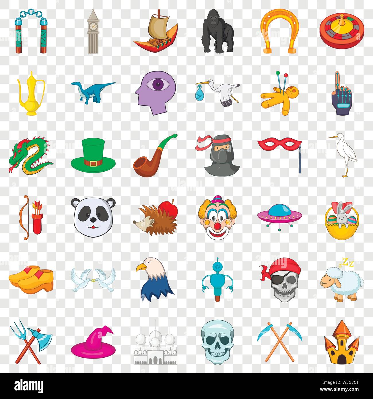 Witch icons set, isometric style Stock Vector