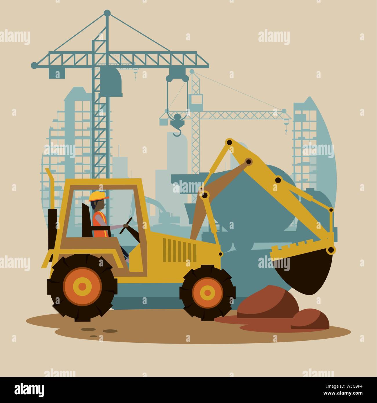Under construction excavator machine Stock Vector Image & Art - Alamy