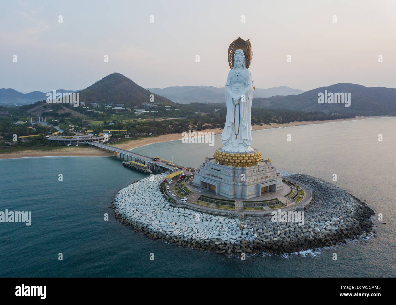 View of the Guanyin of Nanshan statue near the Nanshan Temple of Sanya