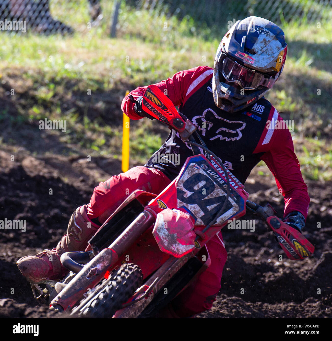 Washougal, WA USA. 27th July, 2019. # 94 Ken Roczen coming out of turn 31 during the Lucas Oil Pro Motocross Washougal National 450 class championship at Washougal MX park Washougal, WA Thurman James/CSM/Alamy Live News Stock Photo