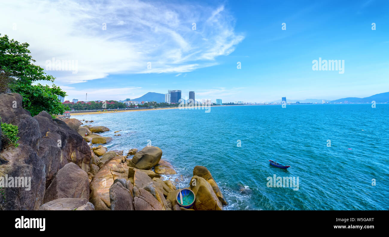 Beautiful bay landscape in rocky beach near Quy Nhon city, Vietnam Stock Photo