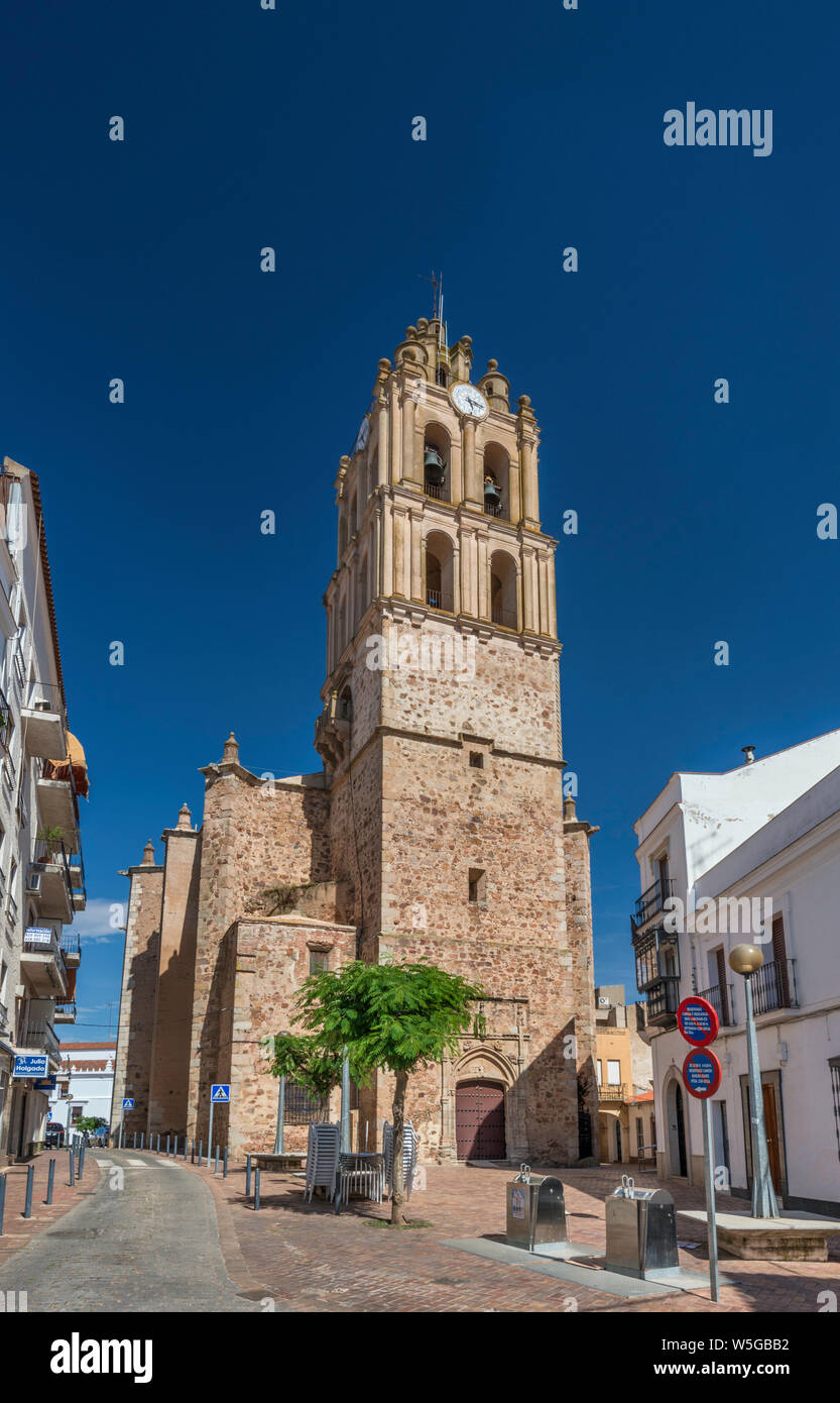 Iglesia de Nuestra Señora de la Purificación, 16th century church in Almendralejo, Tierra de Barros region, Badajoz province, Extremadura, Spain Stock Photo