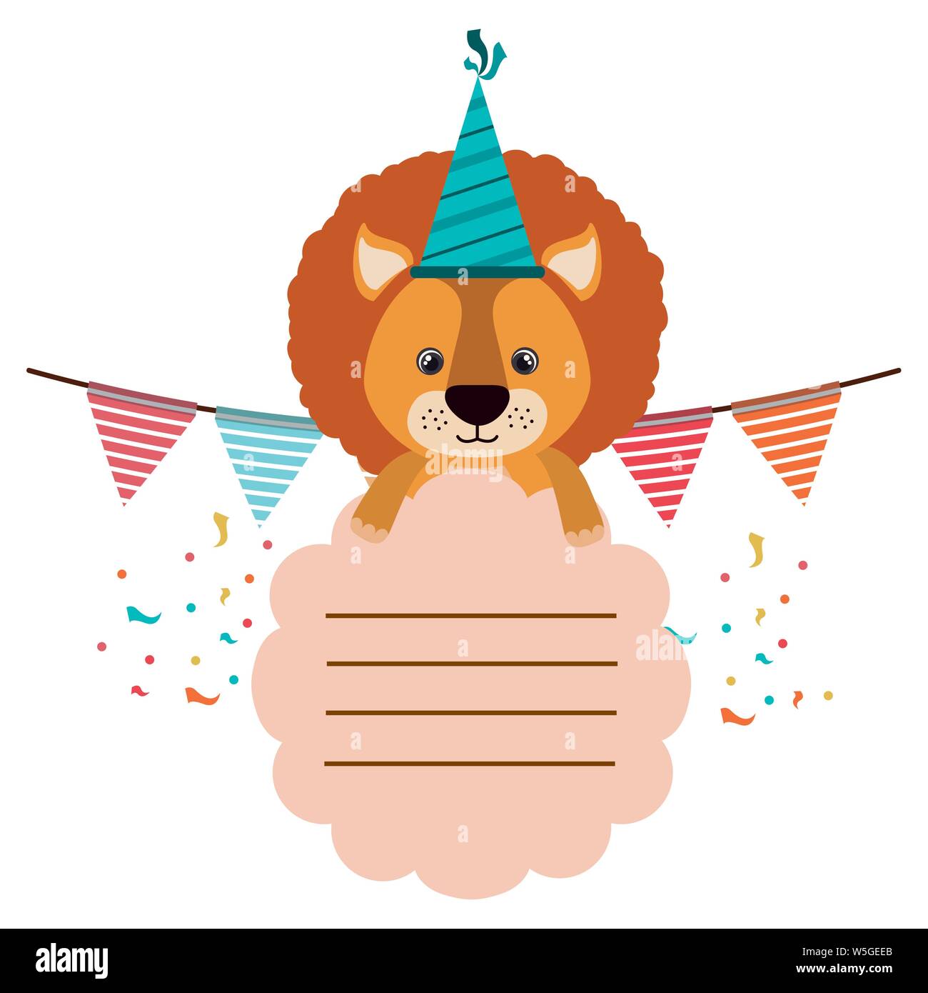 birthday card and lion with hat party Stock Vector Image & Art - Alamy