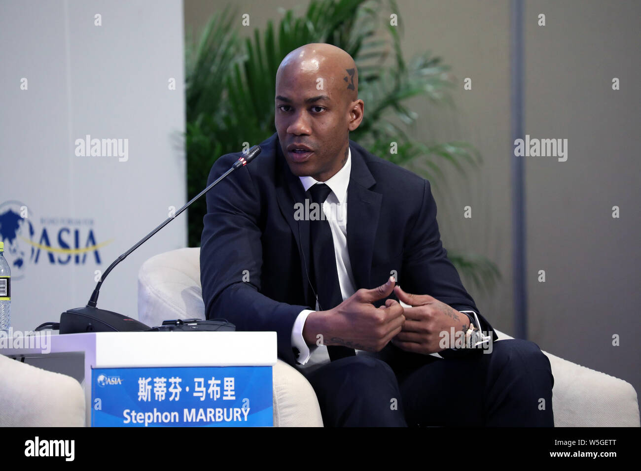 Retired American basketball player Stephon Marbury attends the &ldquo;Win at
