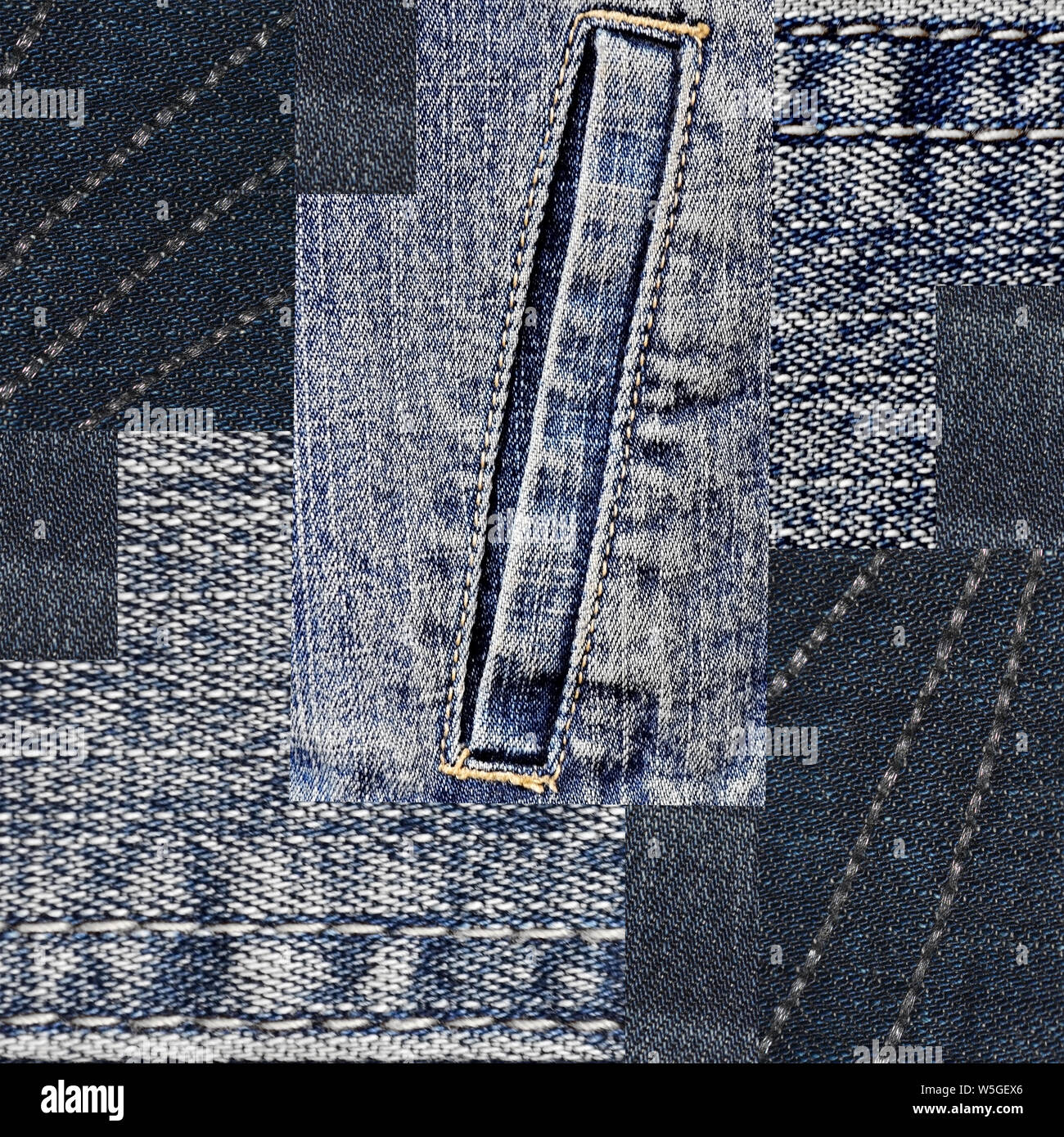 Photo with denim texture fabric. Background with the composition of  different types of denim fabric in different colors Stock Photo - Alamy