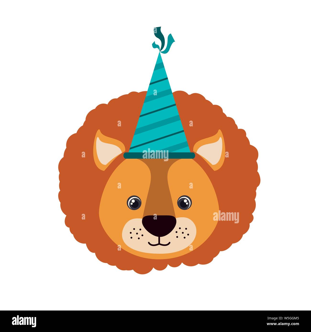 head of lion with party hat on white background Stock Vector Image ...