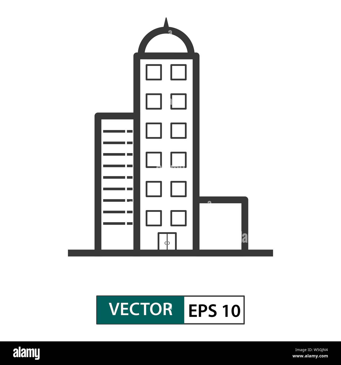 Building icon. Outline style. Isolated on white background. Vector illustration EPS 10 Stock Vector