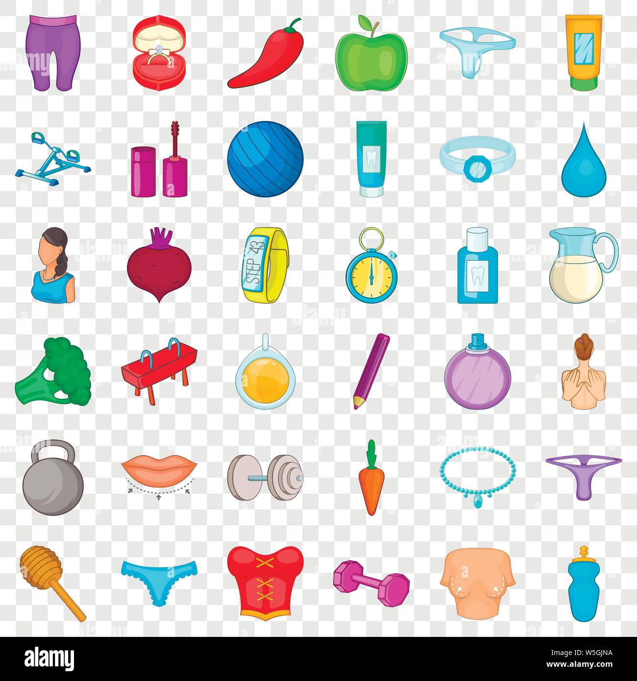 Massage icons set, cartoon style Stock Vector