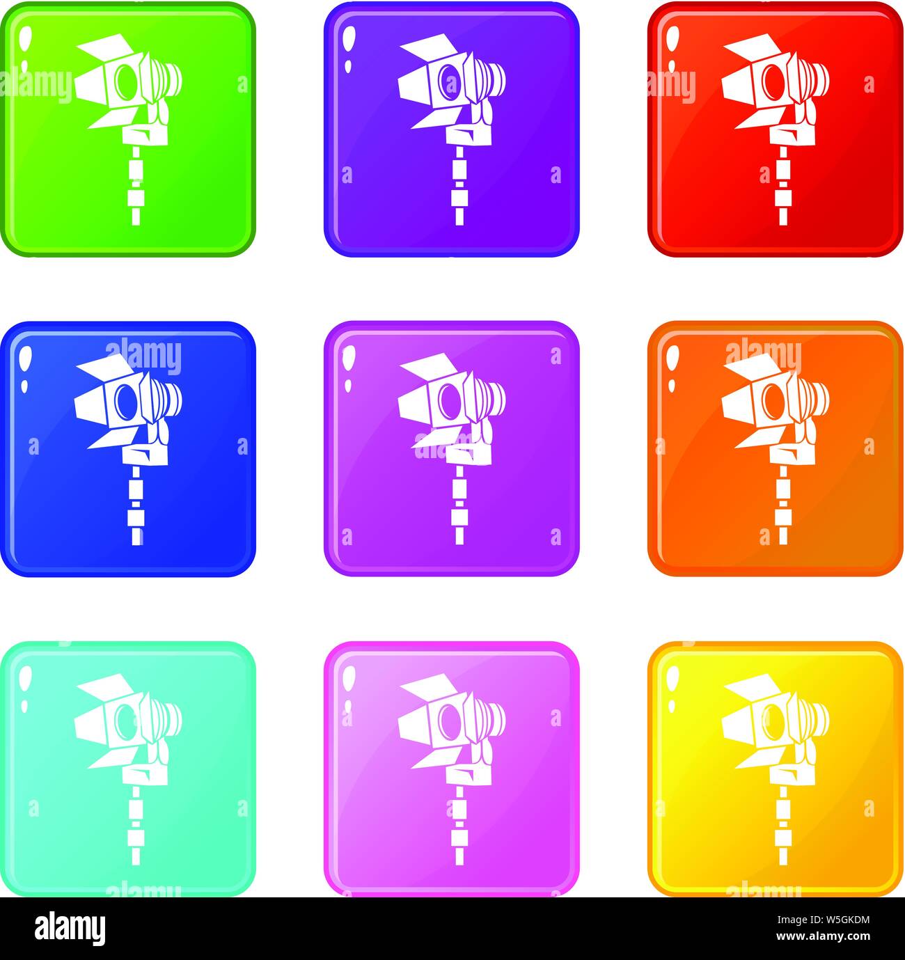 Movie light icons set 9 color collection Stock Vector