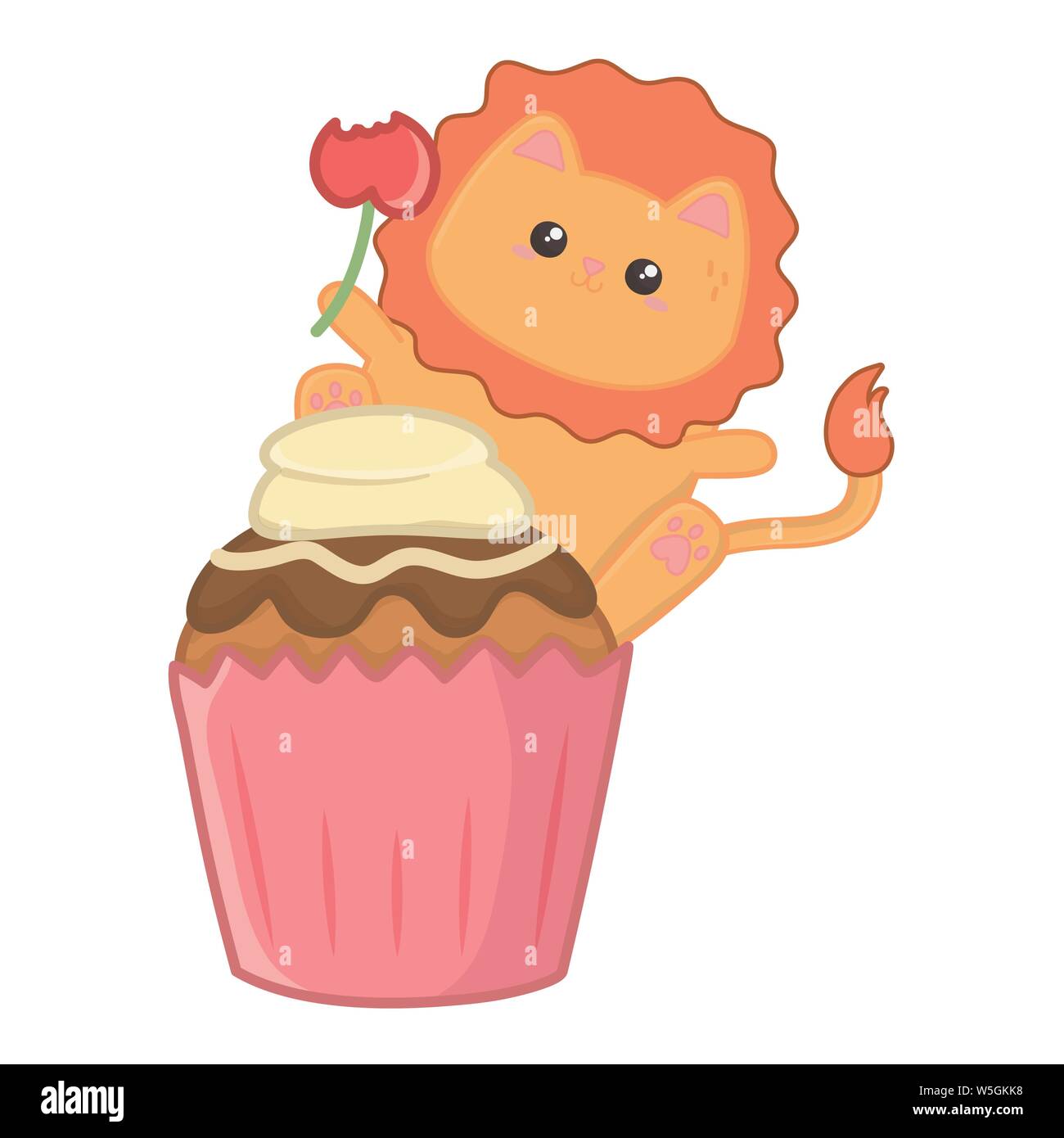Lion cartoon design, Kawaii expression cute character funny and ...