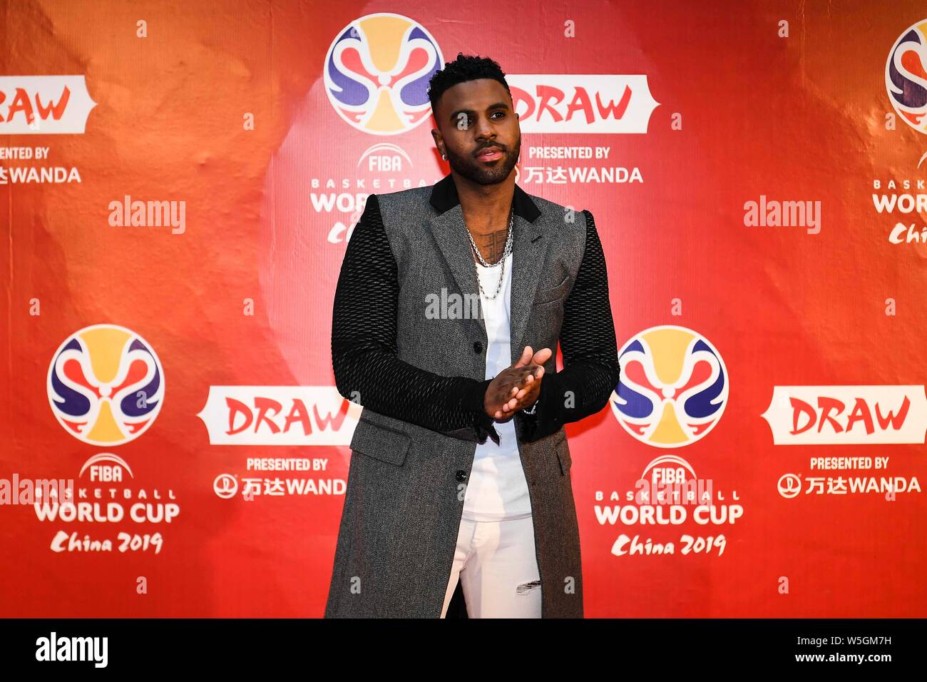 American singer, songwriter, and dancer Jason Derulo performs poses as