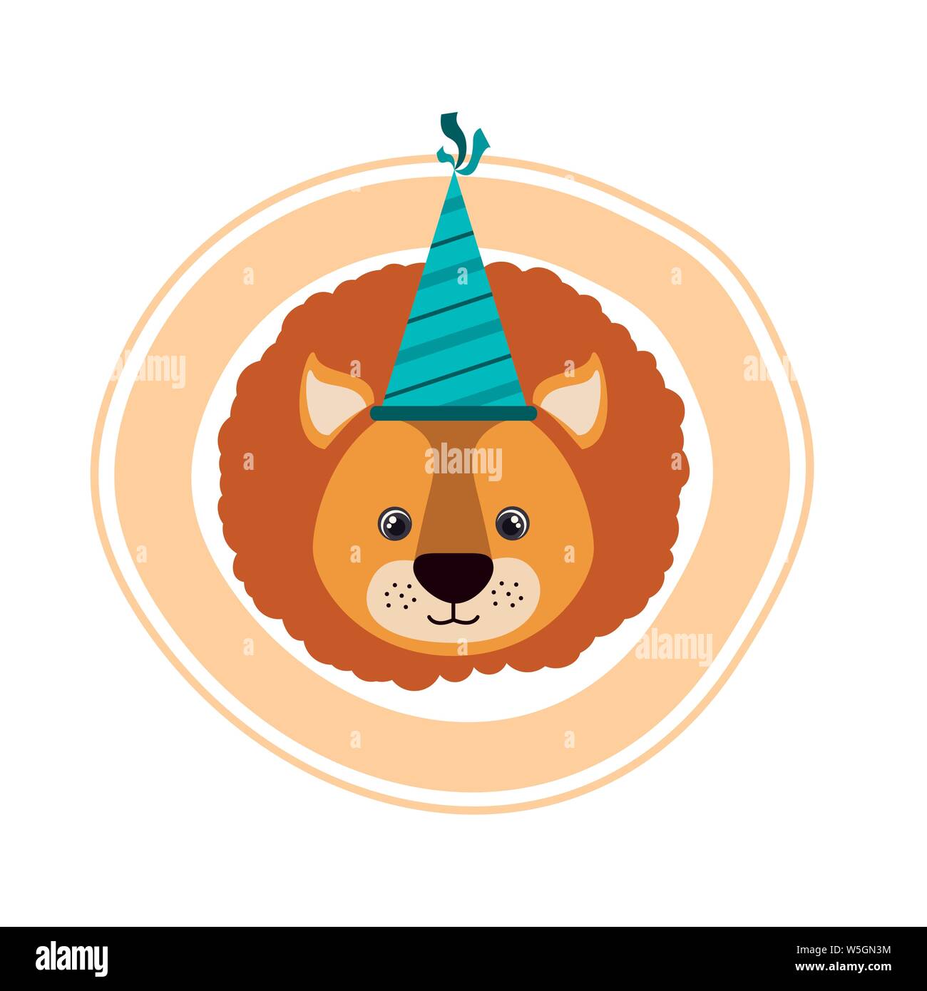 head of lion with party hat on white background Stock Vector Image ...