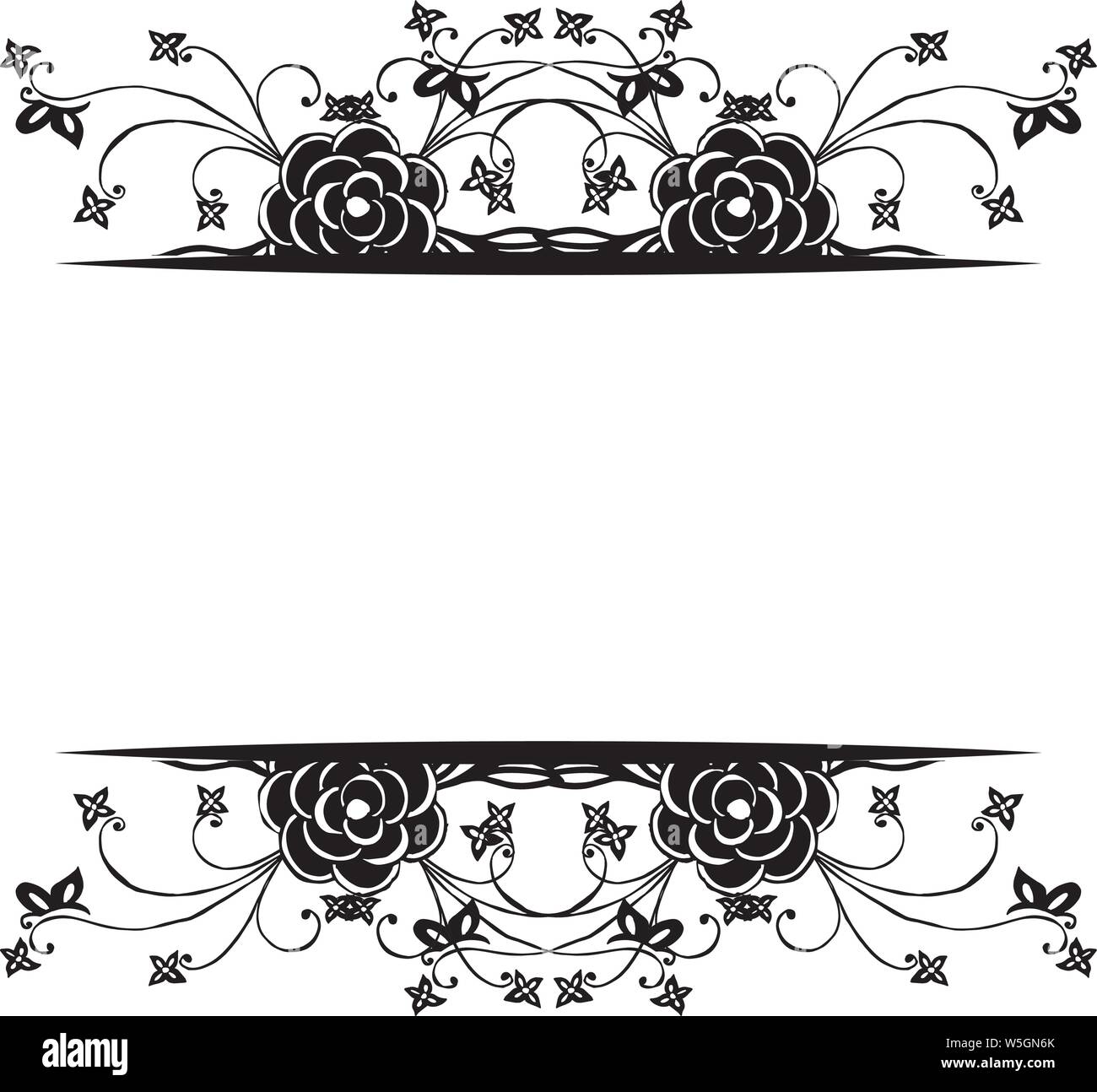 Shape unique of flower frame, design black and white, for wallpaper of