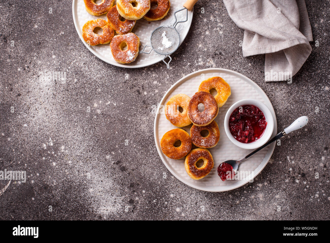 Homemade donuts with rose jam Stock Photo Alamy