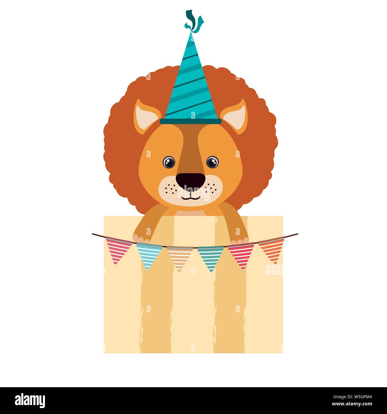 birthday card and lion with hat party Stock Vector Image & Art - Alamy