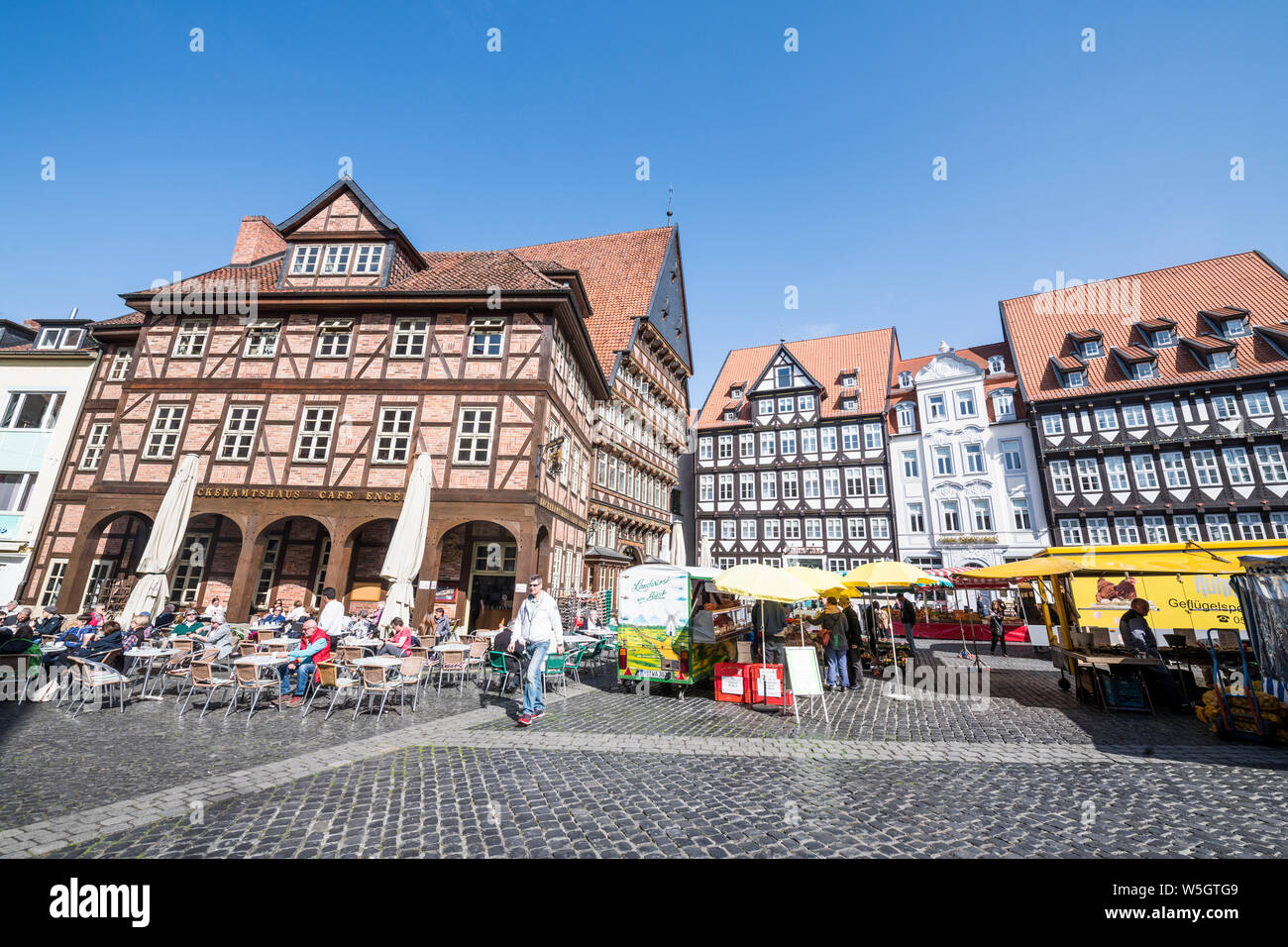 Historic market square, UNESCO World Heritage Site, Hildesheim, Lower Saxony, Germany, Europe Stock Photo