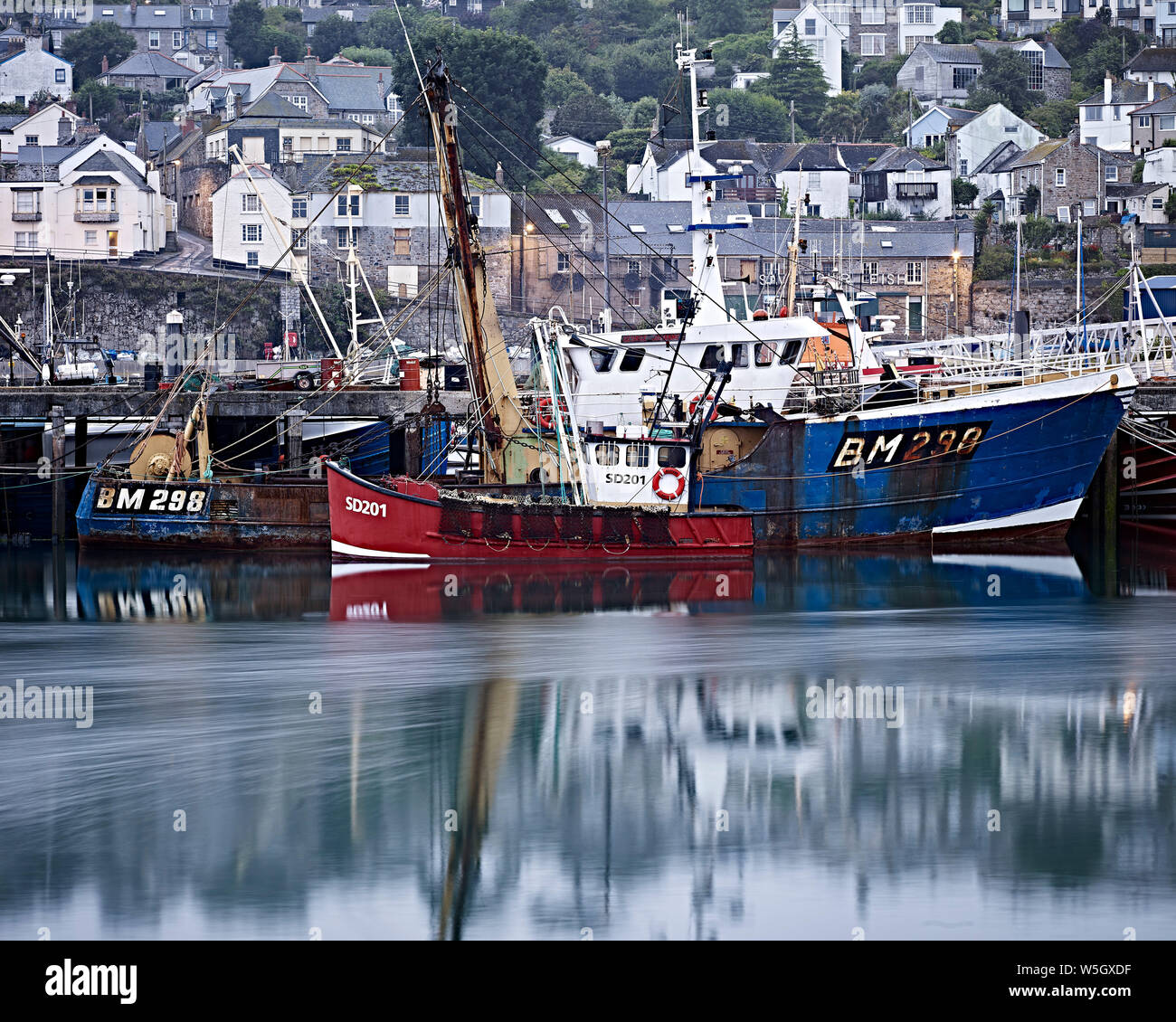 Fishing boats in harbour, Newlyn, Cornwall, England, United Kingdom, Europe Stock Photo