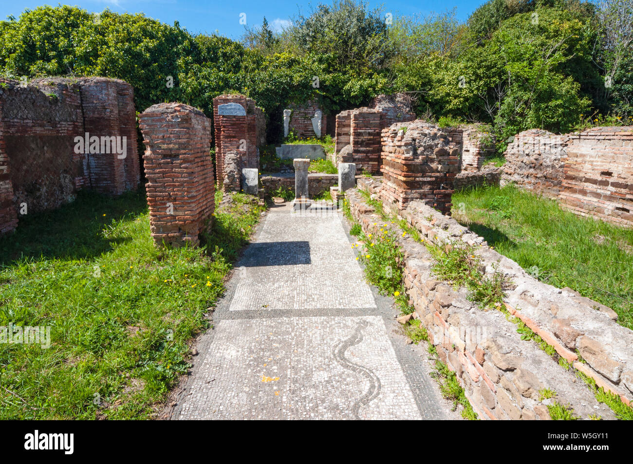 Mitreo Planta Pedis, Ostia Antica archaeological site, Ostia, Rome province, Lazio, Italy, Europe Stock Photo