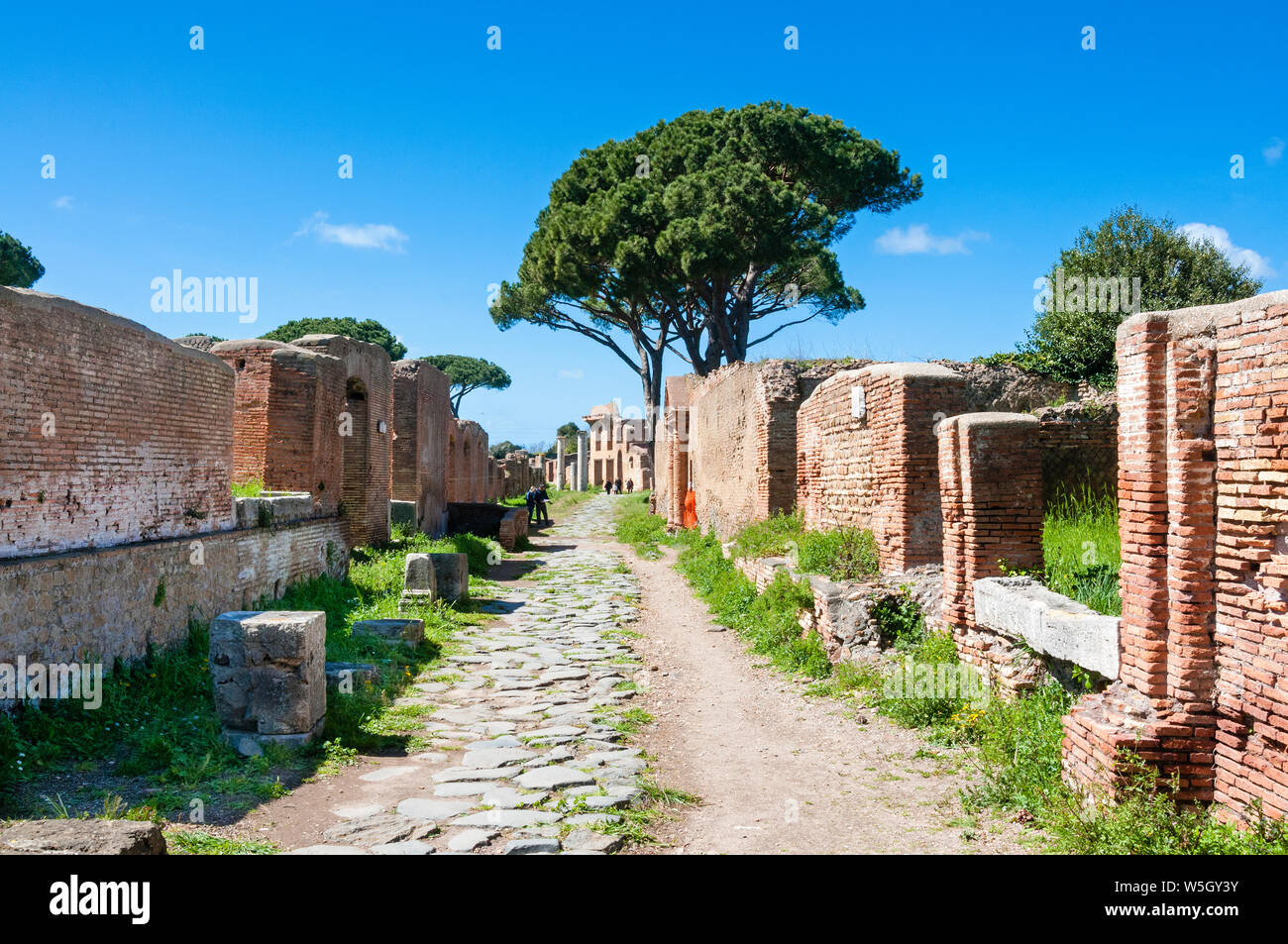Decumanus Maximus, Ostia Antica archaeological site, Ostia, Rome province, Lazio, Italy, Europe Stock Photo