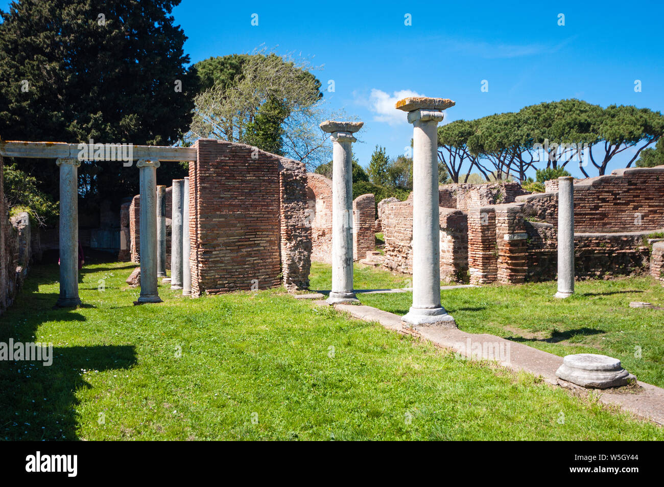 Basilica Cristiana, Ostia Antica archaeological site, Ostia, Rome province, Lazio, Italy, Europe Stock Photo
