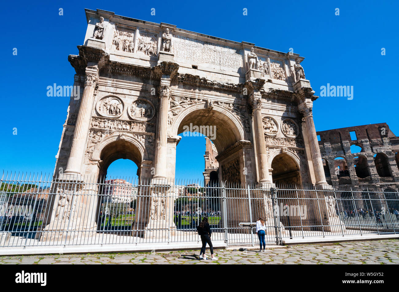 Arch of Constantine and Colosseum, South side, Colosseum to right
