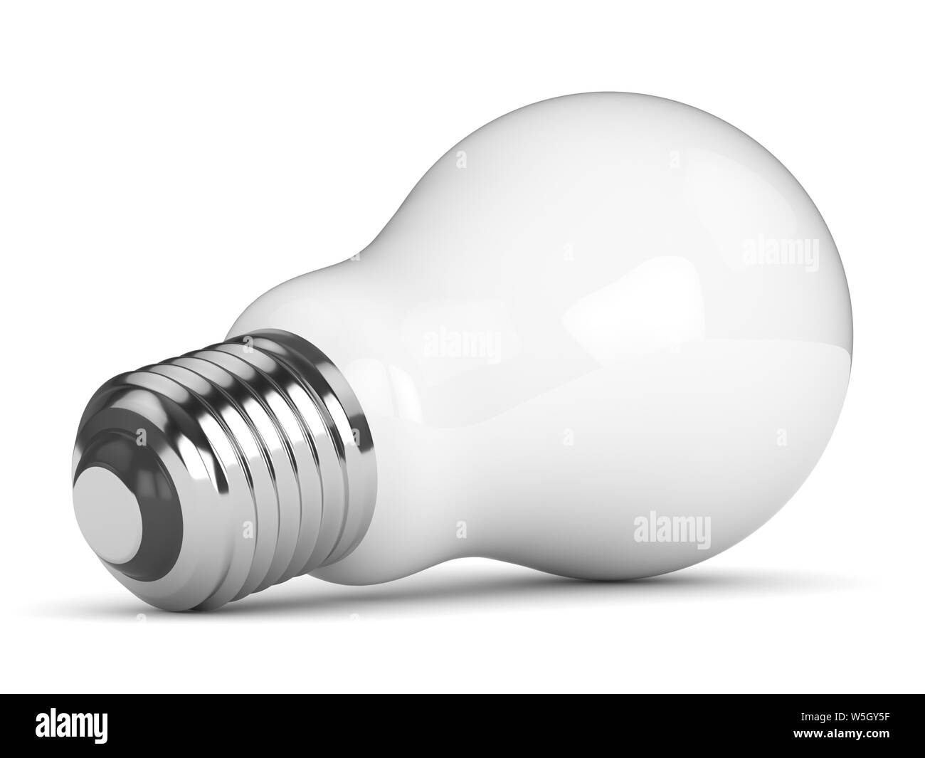 3d render of light incandescent bulb lying on white background Stock