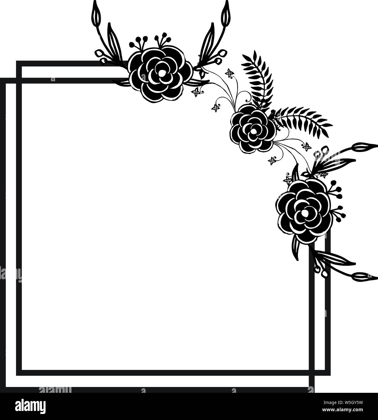 Shape unique of flower frame, design black and white, for wallpaper of  cards. Vector illustration Stock Vector Image & Art - Alamy
