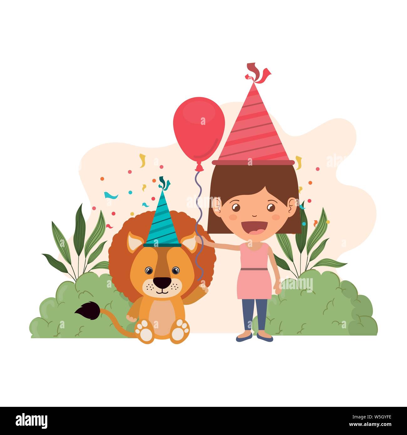 girl with lion in birthday celebration Stock Vector Image & Art - Alamy