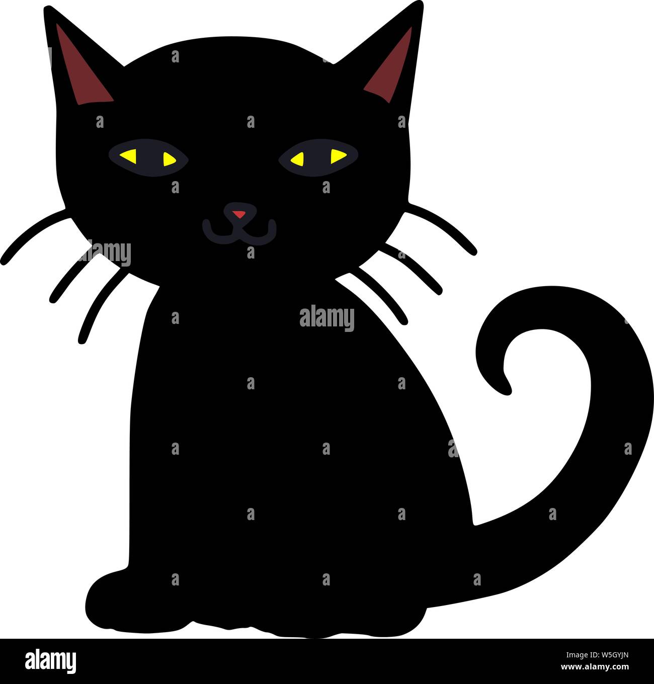 Cute Black Cat Halloween Vector Illustration Stock Vector Image & Art ...