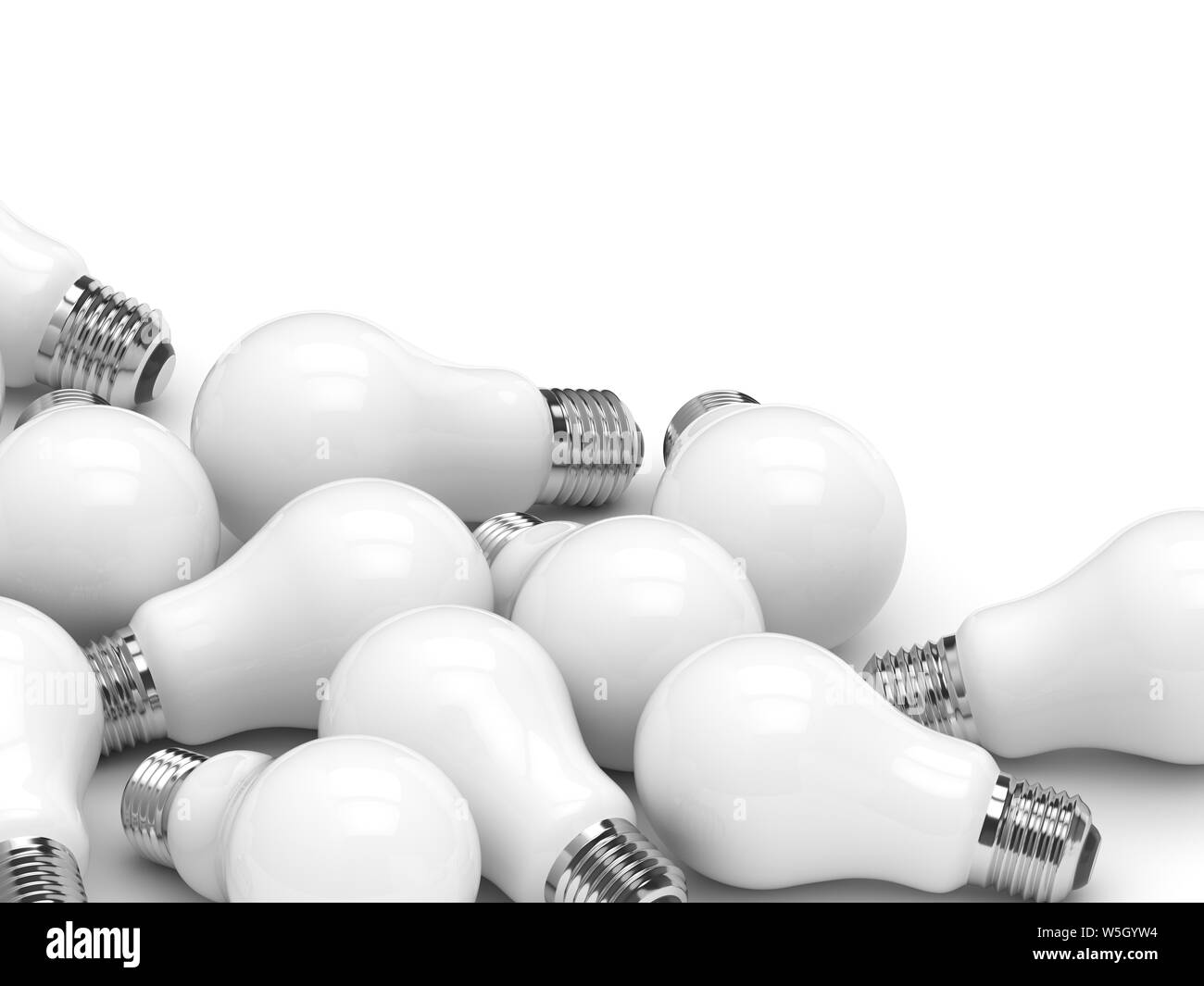 3d render of light incandescent bulbs lying on white background Stock