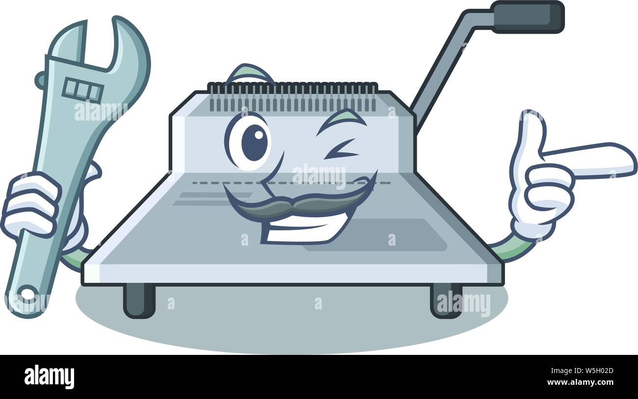 Mechanic binding machine a in the character vector illustration Stock ...