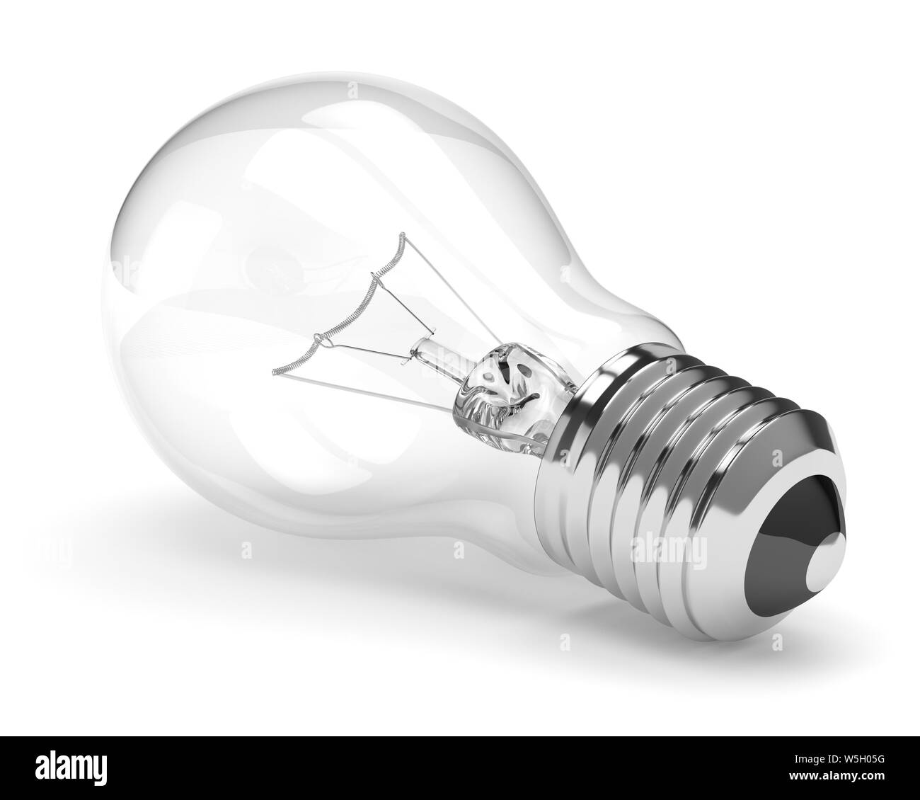 3d render of light incandescent bulb lying on white background Stock