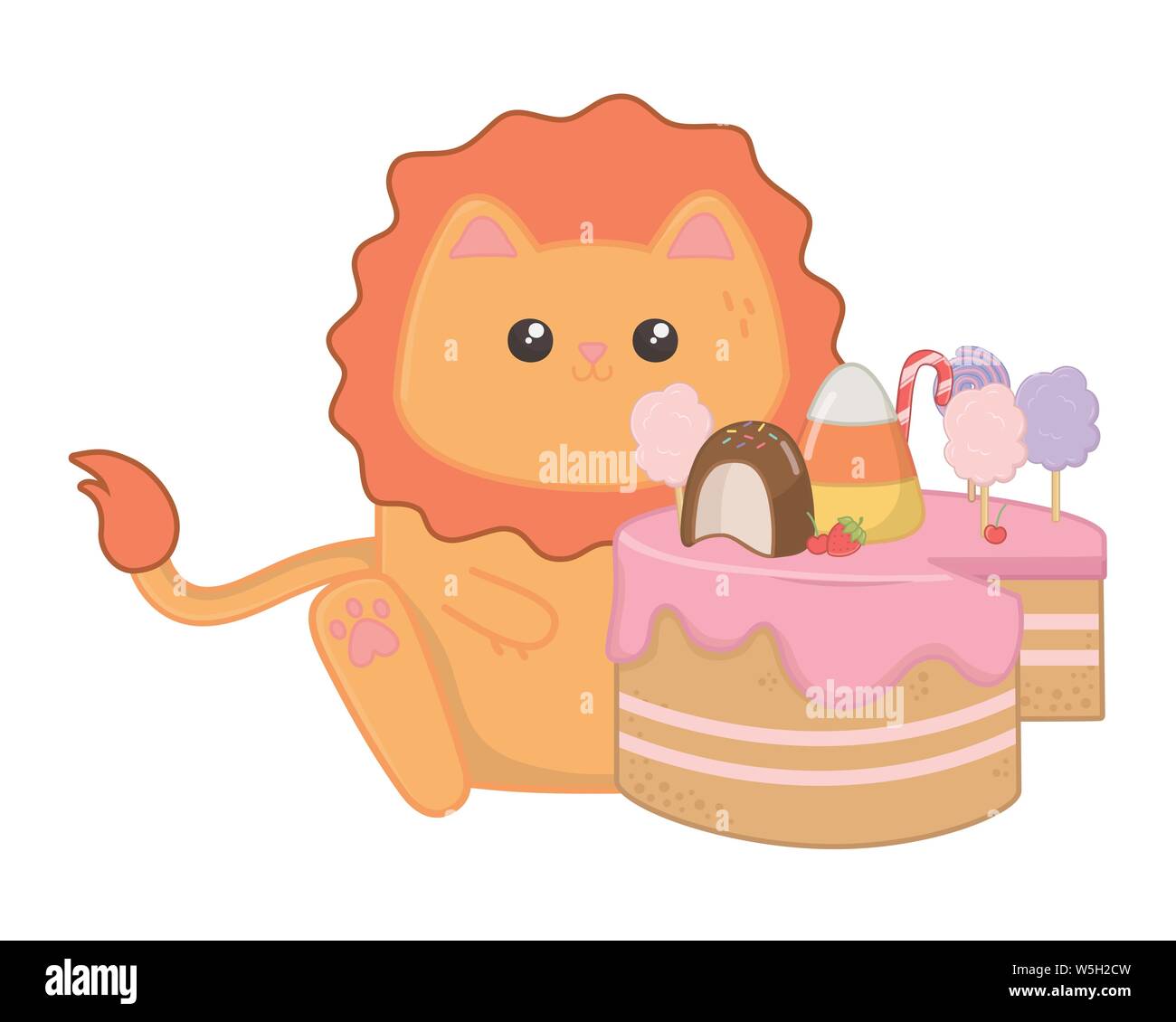 Lion cartoon design, Kawaii expression cute character funny and ...