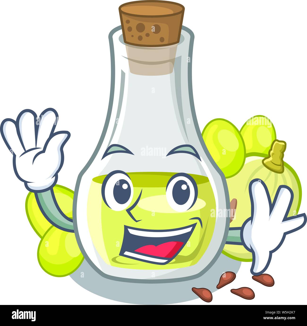 Waving grape seed oil in cartoon bottle vector illustration Stock ...