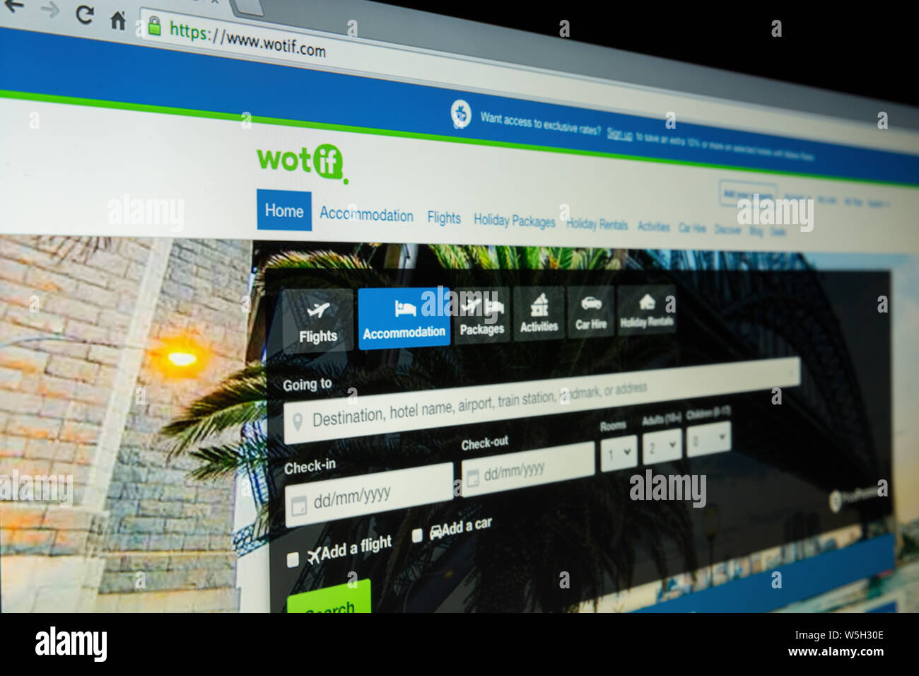 wotif website Stock Photo