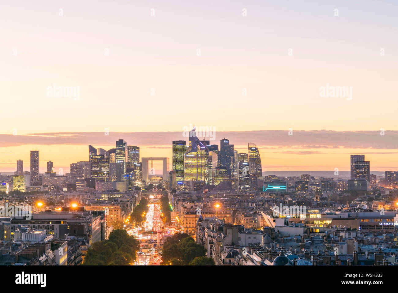 La Defense, the modern district of Paris from the Arc de Triomphe, Paris, France, Europe Stock Photo