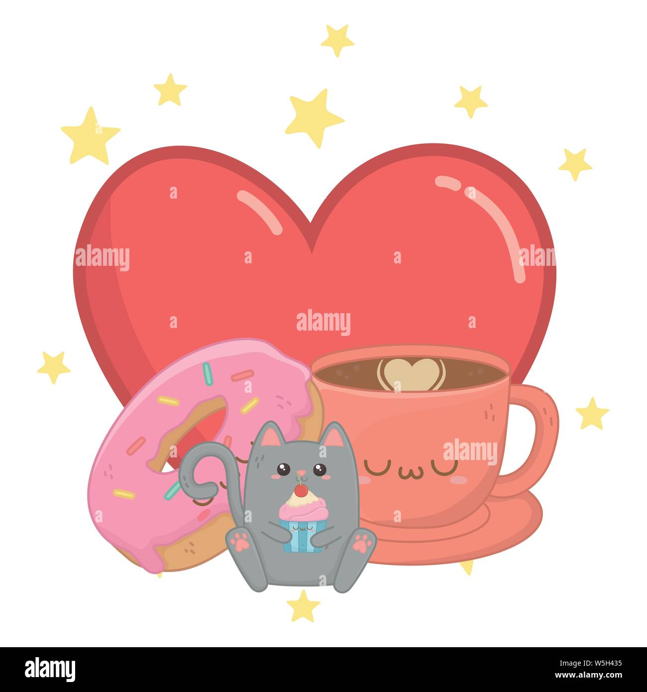 Coffee cup cartoon design, Kawaii expression cute character funny and  emoticon theme Vector illustration Stock Vector Image & Art - Alamy