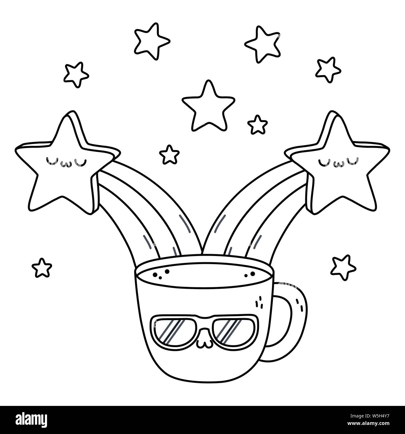 Coffee cup cartoon design, Kawaii expression cute character funny and  emoticon theme Vector illustration Stock Vector Image & Art - Alamy