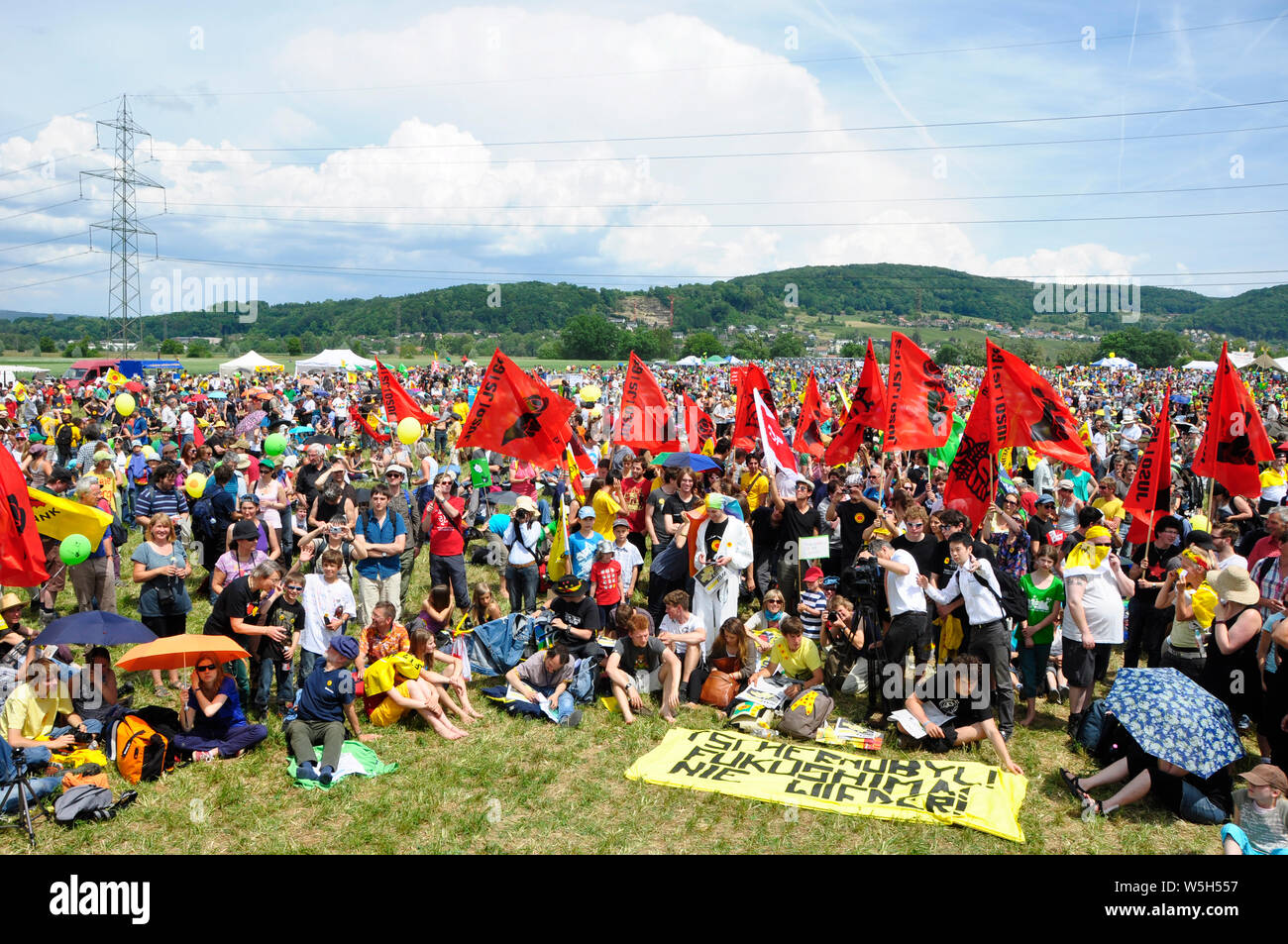 Over 20'000 peoples joined the anti nuclear power demonstration in Switzerlands 'atomic valley' on May 22nd, 2011 Stock Photo