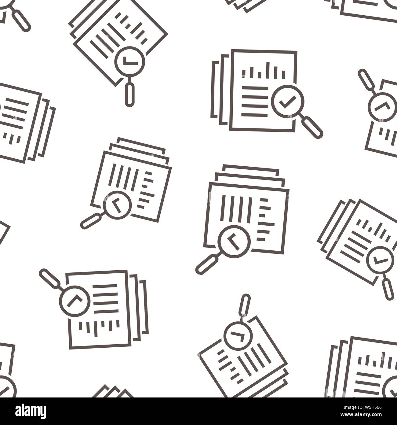 Audit document icon seamless pattern background. Result report vector ...