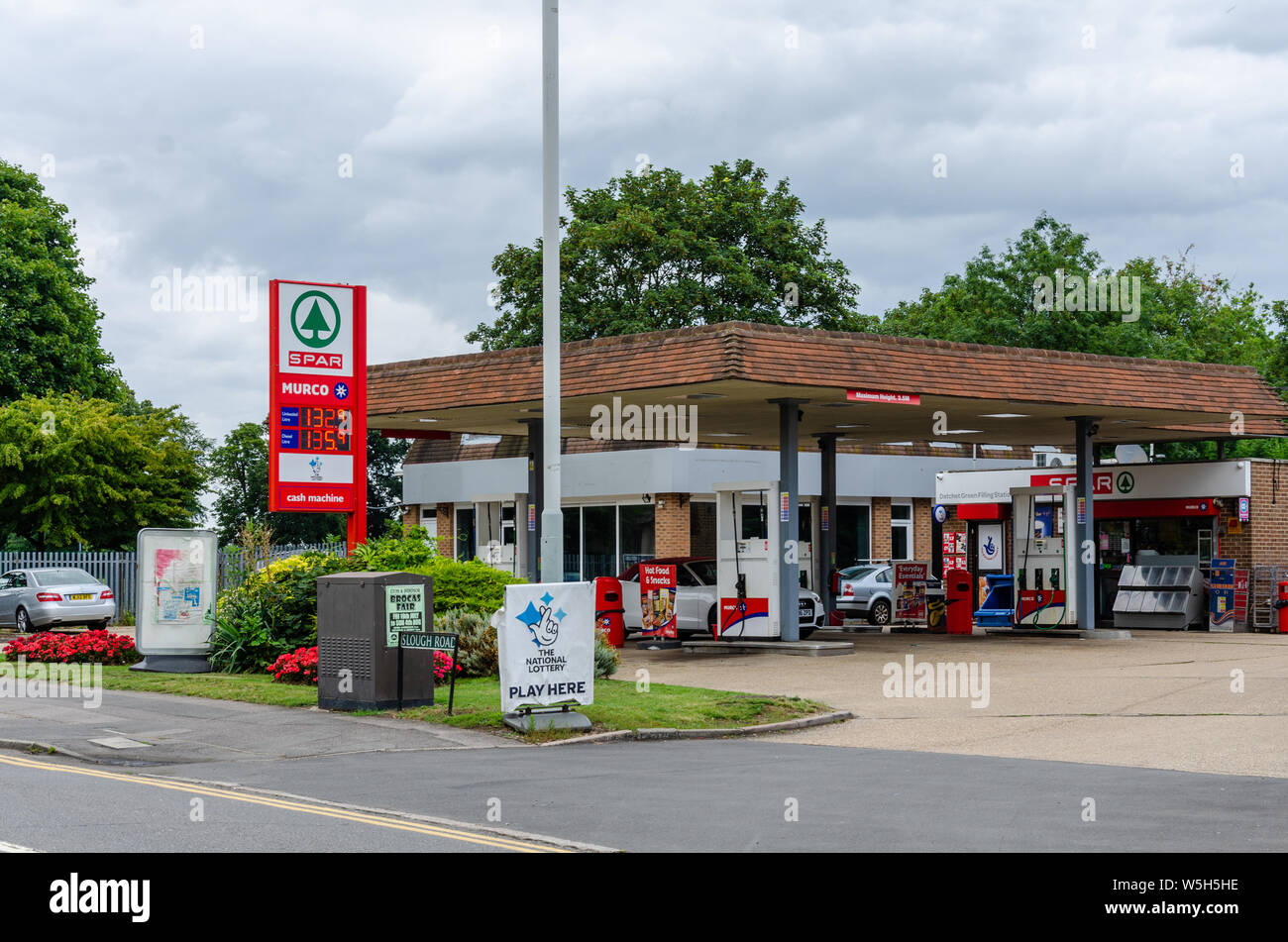 A Spar and Murco petrol station and convenience store in the Village of Datchet in Berkshire, UK Stock Photo