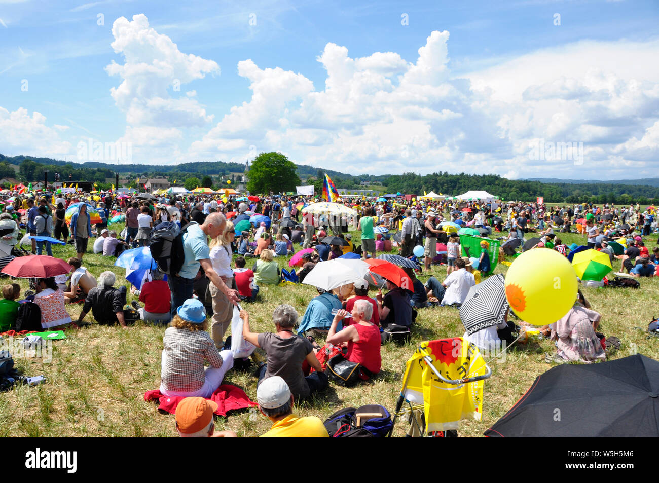 Switzerland: Over 20'000 peoples joined the anti nuclear power demonstration in Switzerlands 'atomic valley' on May 22nd, 2011 Stock Photo
