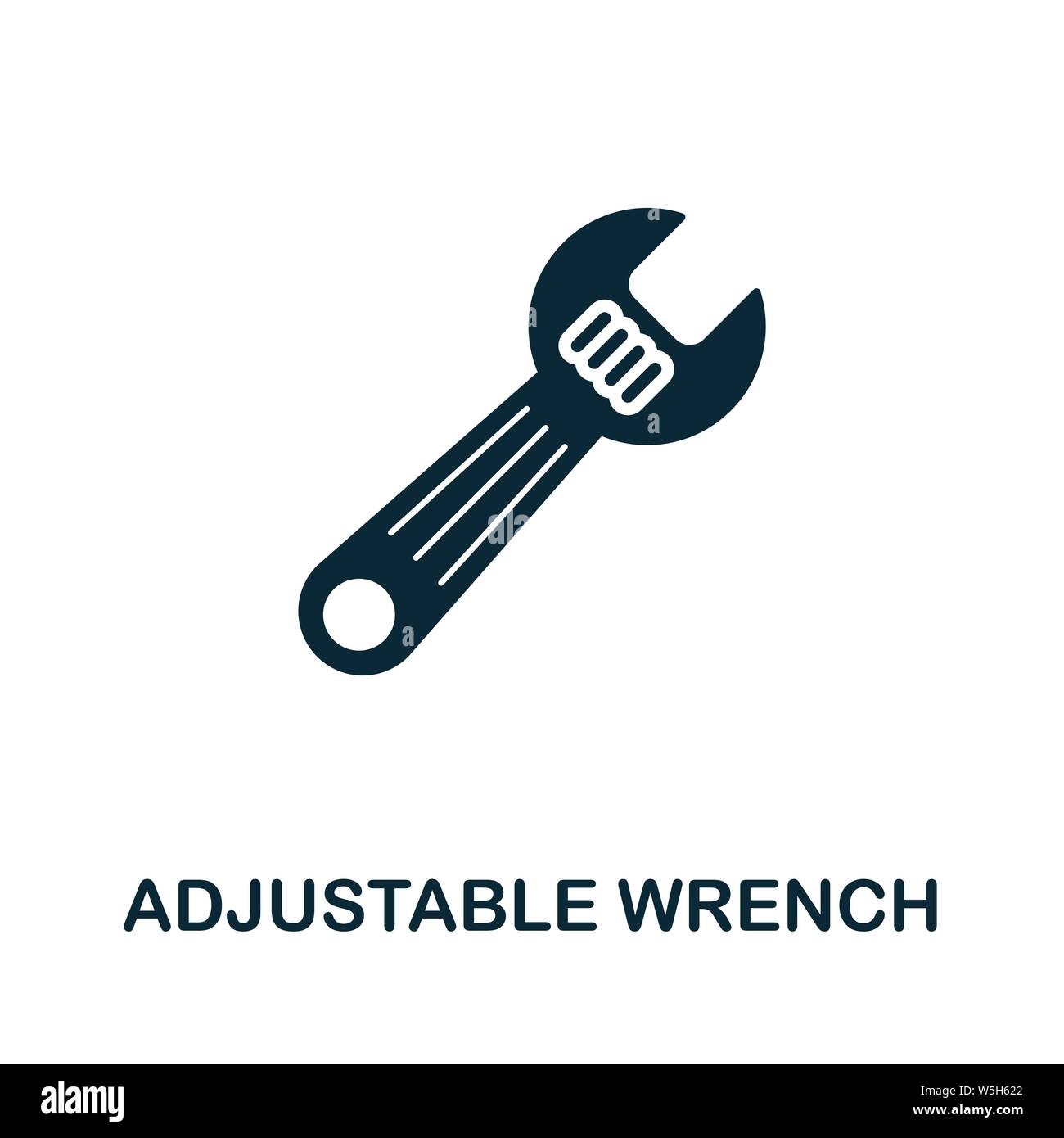 Adjustable Wrench vector icon symbol. Creative sign from construction