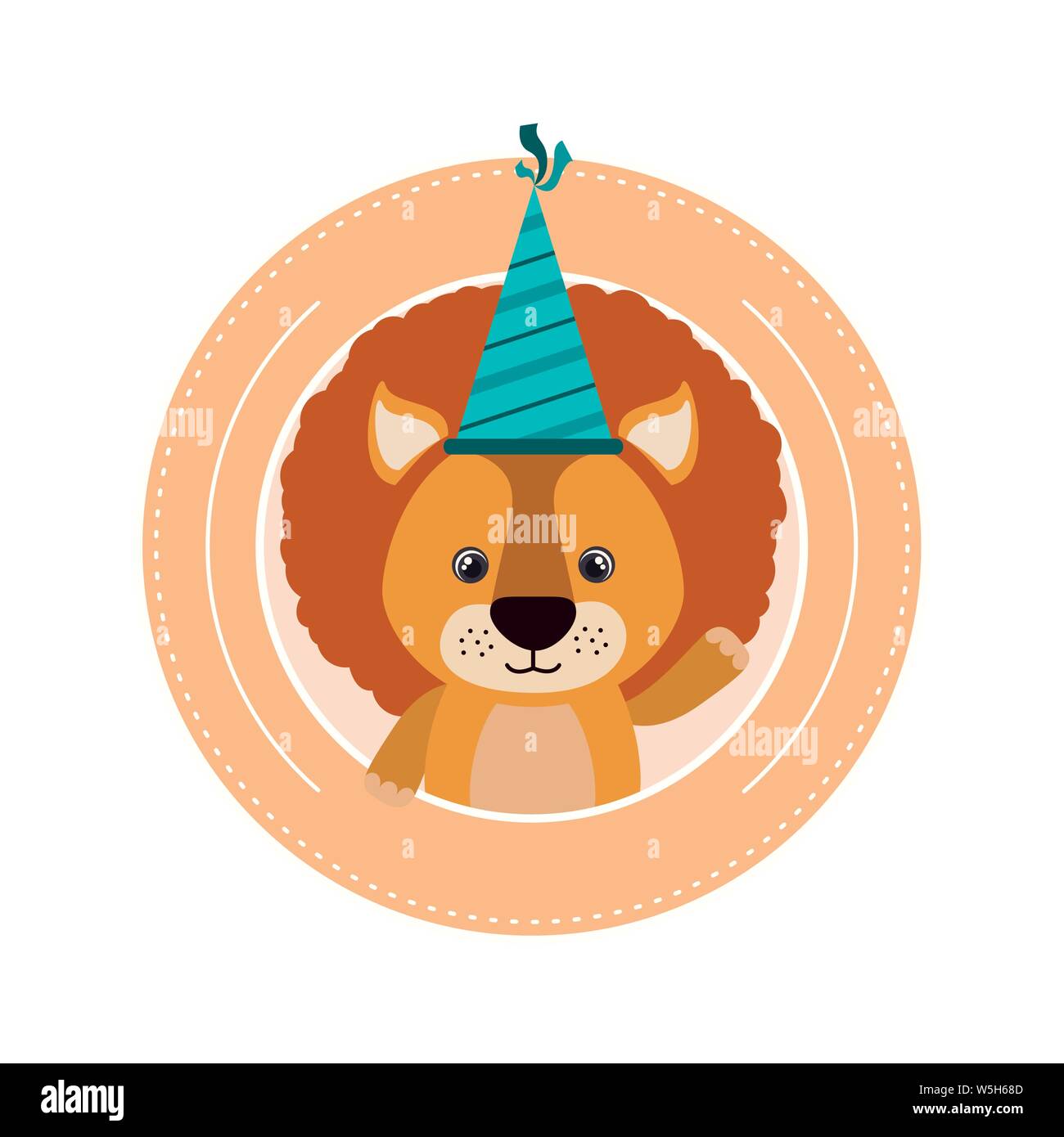 birthday card and lion with hat party Stock Vector Image & Art - Alamy