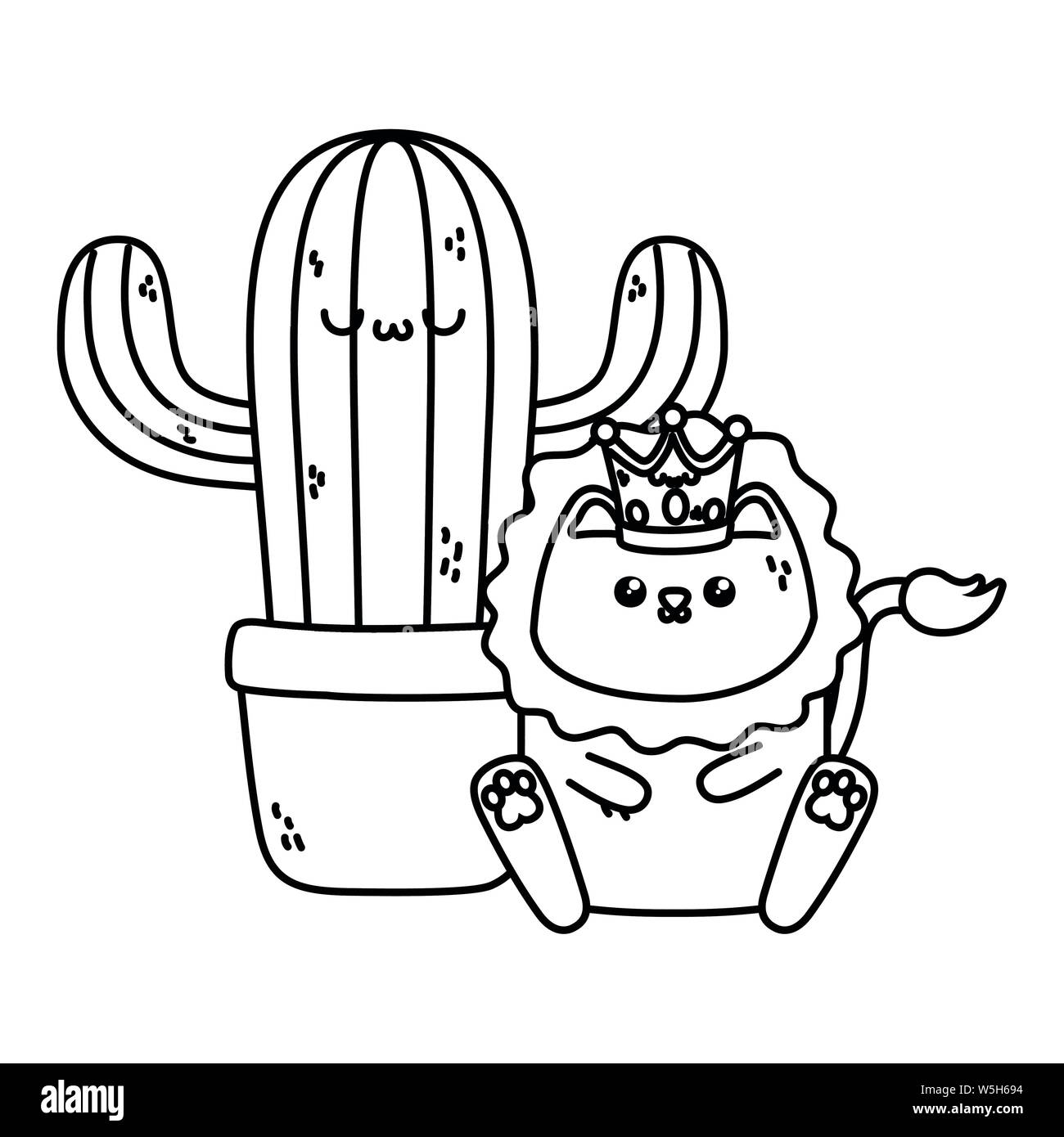 Lion cartoon design, Kawaii expression cute character funny and ...